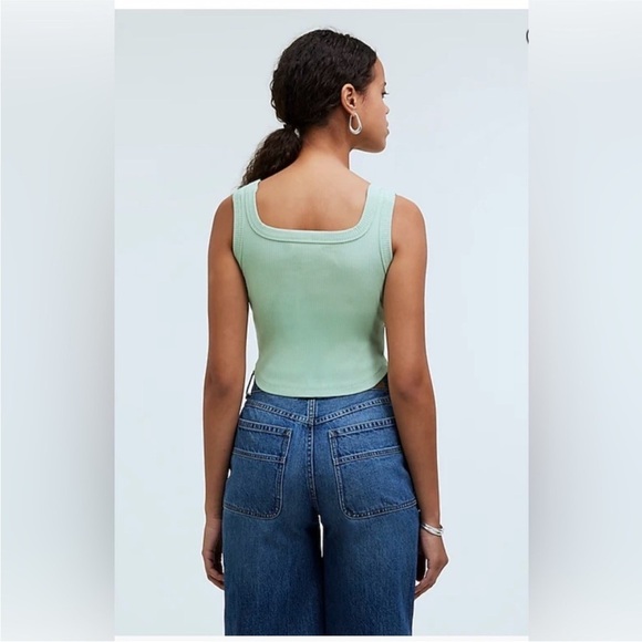 Madewell the tailored crop tank ribbed size M pistachio green new - Picture 2 of 7